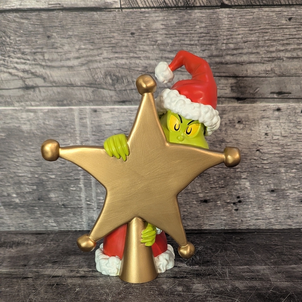 Grinch Tree Topper with Gold Star